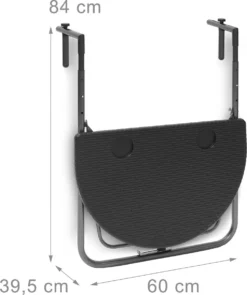 Relaxdays Balkontafel Inklapbaar, Balkon Tafel Rotan, Hangtafel Reling - Zwart -Tuinmeubelseries Winkel 1006x1200 3