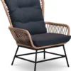 BUITEN Living Dex Wicker Loungestoel Tuin | Wicker + Aluminium | Bamboe Antraciet