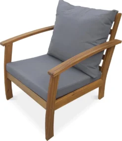 Houten Loungeset 4 Plaatsen - Ushuaïa - Grijs Kussens, Bank, Fauteuils En Lage Tafel Van Acacia, Design -Tuinmeubelseries Winkel 1036x1200 1