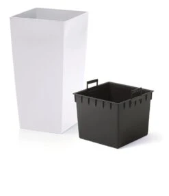 Prosperplast Kunststof Urbi Bloempot/plantenpot Met Binnenpot Wit 32 X 32 X 61 Cm - 21/49 Liter - Hoge Vierkante Bloempotten -Tuinmeubelseries Winkel 1038x1200 2