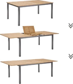 NATERIAL - Uitschuifbare Tuintafel ORIS - Uitschuifbare Tafel Voor 6 Tot 8 Personen - 180-240x100 Cm - Aluminium - Hout Eucalyptus 3 NATERIAL - Uitschuifbare Tuintafel ORIS - Uitschuifbare Tafel Voor 6 Tot 8 Personen - 180-240x100 Cm - Aluminium - Hout Eucalyptus -Tuinmeubelseries Winkel 1049x1200