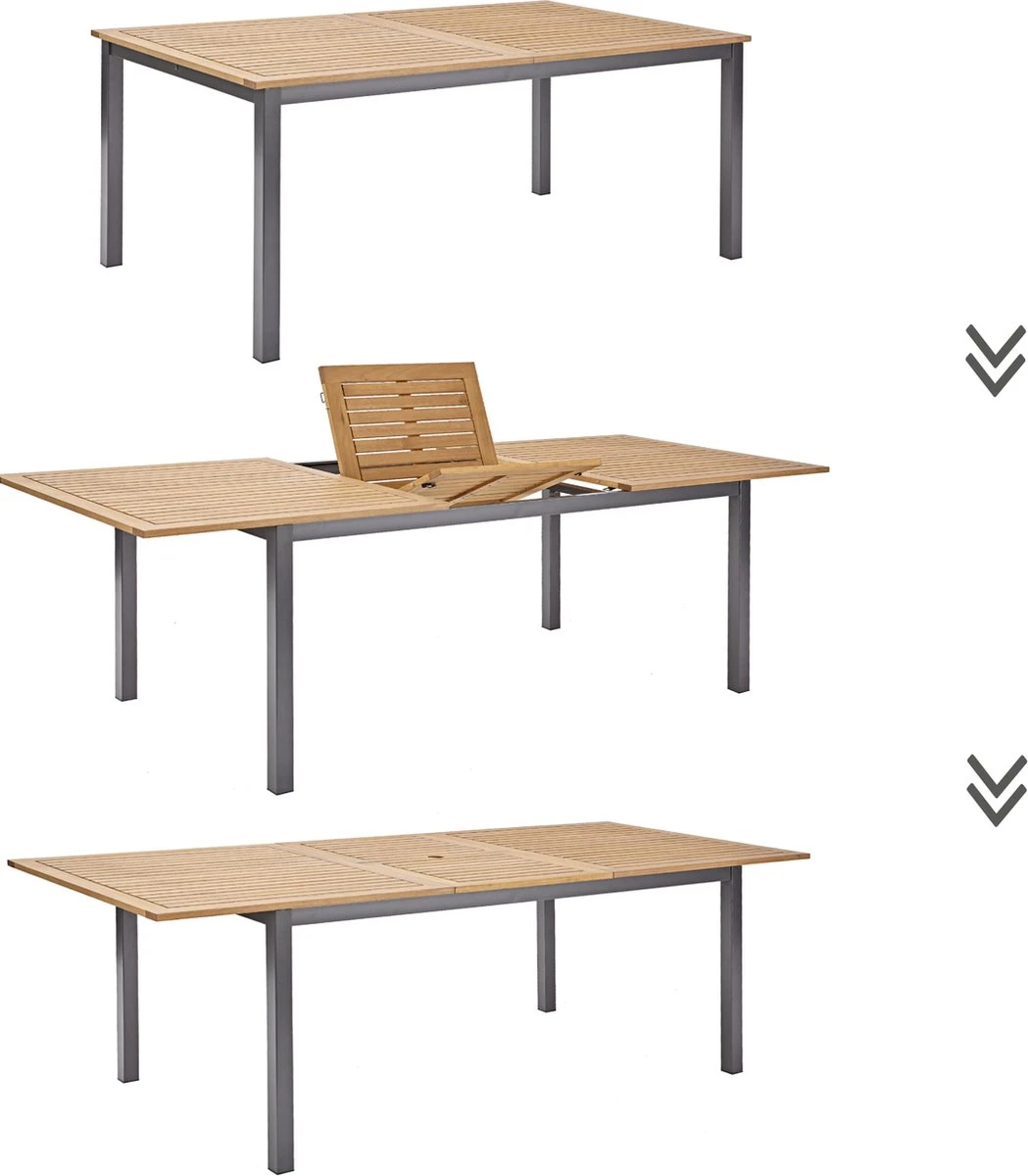 NATERIAL - uitschuifbare tuintafel ORIS - uitschuifbare tafel voor 6 tot 8 personen - 180-240x100 cm - aluminium - hout eucalyptus NATERIAL - Uitschuifbare Tuintafel ORIS - Uitschuifbare Tafel Voor 6 Tot 8 Personen - 180-240x100 Cm - Aluminium - Hout Eucalyptus -Tuinmeubelseries Winkel