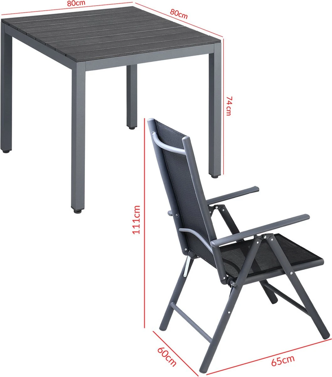 Tuinset 4 + 1 Klapstoelen Tuintafel – Aluminium 80x80cm - Grijs Tuinset 4 + 1 Klapstoelen Tuintafel – Aluminium 80x80cm - Grijs -Tuinmeubelseries Winkel 1059x1200 2