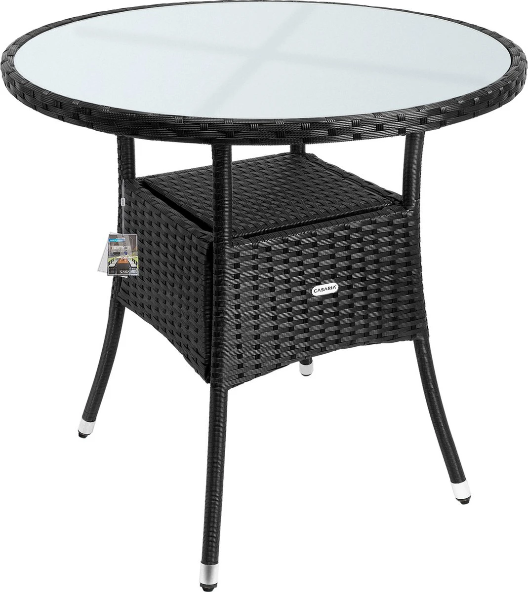 Casaria Polyrattan Bijzettafel 80cm Rond - 5mm Veiligheidsglas – Zwart Casaria Polyrattan Bijzettafel 80cm Rond - 5mm Veiligheidsglas – Zwart -Tuinmeubelseries Winkel 1069x1200 2