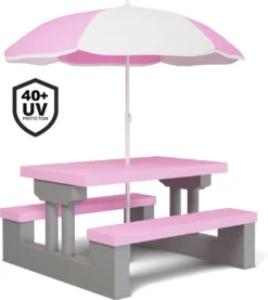 Spielwerk Kinder Tuinset – Incl. Parasol UV-bescherming - Roze Grijs -Tuinmeubelseries Winkel 1069x1200 4