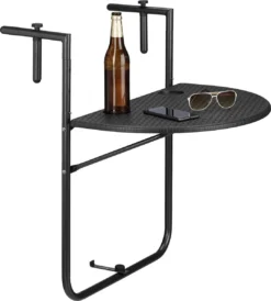 Relaxdays Balkontafel Inklapbaar, Balkon Tafel Rotan, Hangtafel Reling - Zwart -Tuinmeubelseries Winkel 1080x1200 1