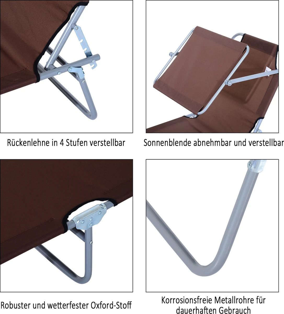 Outsunny Ligstoel ligbank voor buiten ligstoel voor op het strand inklapbaar met zonnedak 3 kleuren 84B-001 Outsunny Ligstoel Ligbank Voor Buiten Ligstoel Voor Op Het Strand Inklapbaar Met Zonnedak 3 Kleuren 84B-001 -Tuinmeubelseries Winkel
