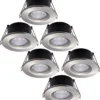 HOFTRONIC Venezia - Set Van 6 LED Inbouwspots RVS - IP65 Waterdicht - Dimbaar - 6 Watt 600 Lumen - Met Lichtbron - 2700K Warm Wit Licht - Zaagmaat 65mm - Inbouwdiepte 45mm - Geschikt Voor Badkamer, Woonkamer, Veranda En Carport - 3 Jaar Garantie