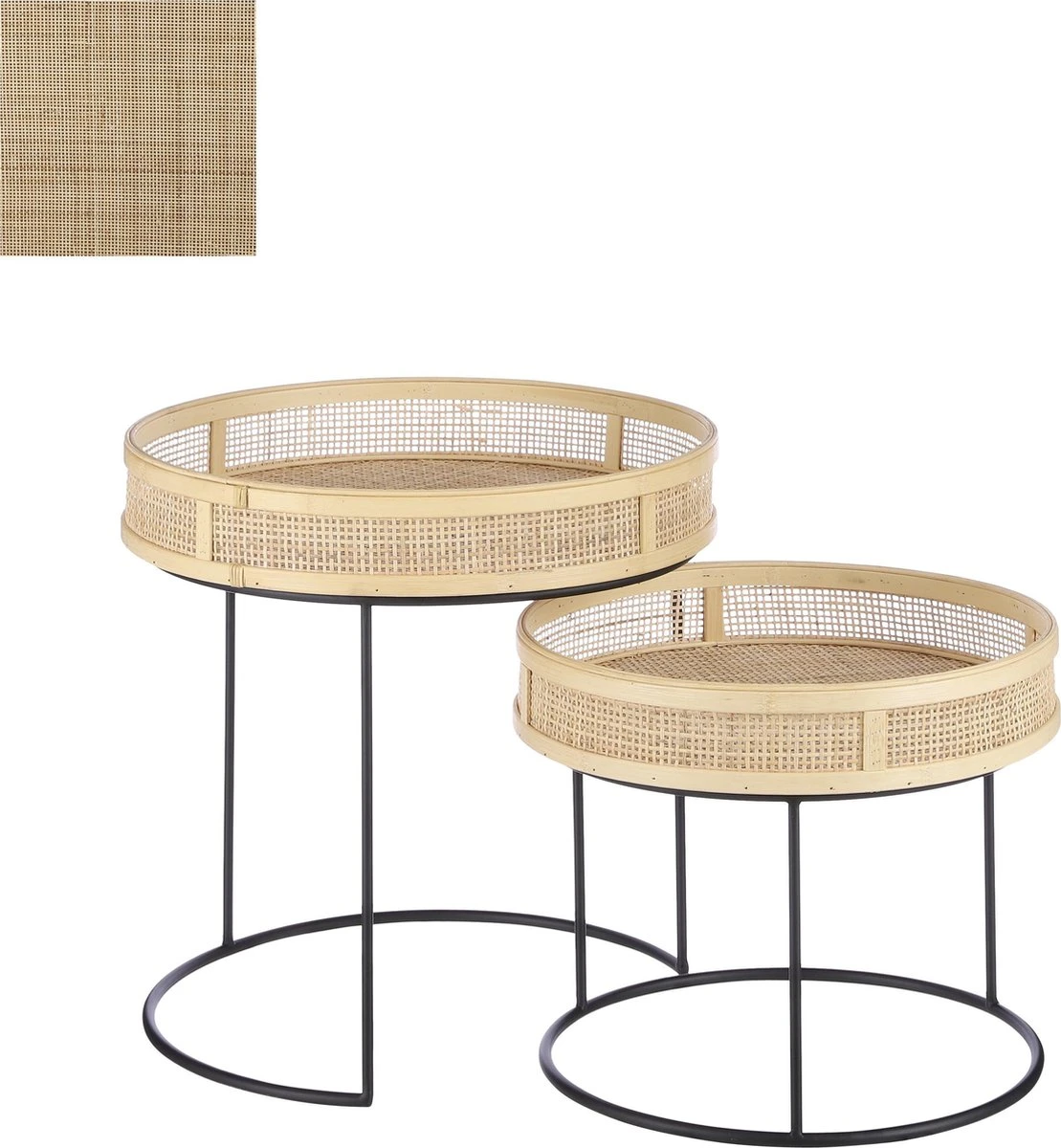 Mica Decorations Leandro Bijzettafel - Set van 2 - H45 x Ø45 cm - Zwart Mica Decorations Leandro Bijzettafel - Set Van 2 - H45 X Ø45 Cm - Zwart -Tuinmeubelseries Winkel