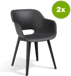 Allibert Akola Tuinstoelen - 2 Stuks -56,5x55x80cm - Donkergrijs -Tuinmeubelseries Winkel 1115x1200 2