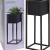 H&S Collection Home&Styling Bloempot Op Standaard 60 Cm Metaal Zwart