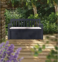 Keter Eden Garden Bench Opbergbank - 265L - 140x60x84cm - Zwart/Grijs -Tuinmeubelseries Winkel 1132x1200 1