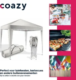 Coazy Waterdichte Partytent 3x3 Meter Opvouwbaar - Paviljoen - Easy Up - Pop-up Tent Met Haringen, Touw En Anti Slip Poten - Waterdicht - Partytenten Weerbestendig -Tuinmeubelseries Winkel 1132x1200