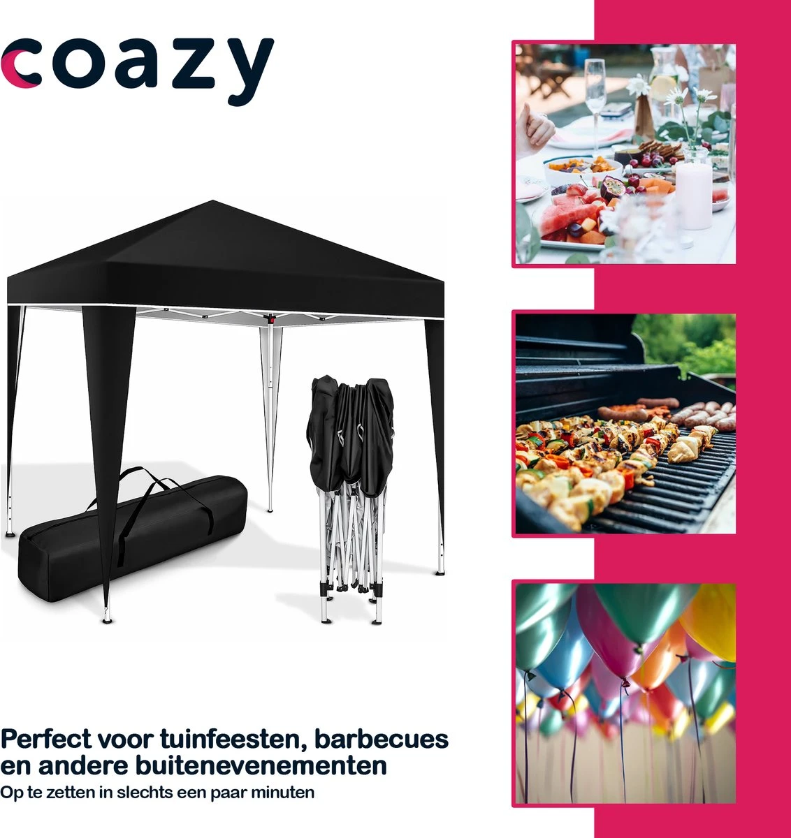 Coazy Waterdichte Partytent 3x3 meter opvouwbaar - Paviljoen - Easy up - Pop-up Tent met haringen, touw en anti slip poten - Waterdicht - Partytenten Weerbestendig Coazy Waterdichte Partytent 3x3 Meter Opvouwbaar - Paviljoen - Easy Up - Pop-up Tent Met Haringen, Touw En Anti Slip Poten - Waterdicht - Partytenten Weerbestendig -Tuinmeubelseries Winkel 1132x1200 3