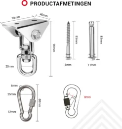 Ophangsysteem - Plafondhaak RVS - Ophanghaak TRX - Hangstoel Buiten - Hangstoel Binnen – Schommelstoel - Schommel - Bokszakken - RVS - 300kg -Tuinmeubelseries Winkel 1137x1200