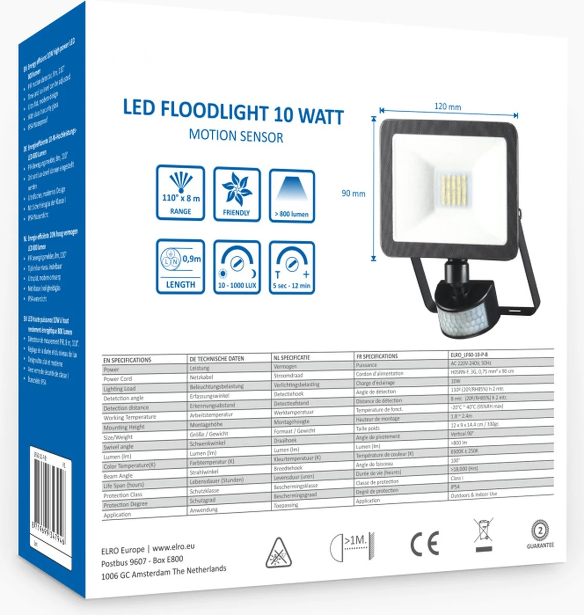 ELRO LF60 Design LED Buitenlamp met Bewegingssensor - 10W – 800LM – IP54 Waterdicht - Zwart ELRO LF60 Design LED Buitenlamp Met Bewegingssensor - 10W – 800LM – IP54 Waterdicht - Zwart -Tuinmeubelseries Winkel 1139x1200 4