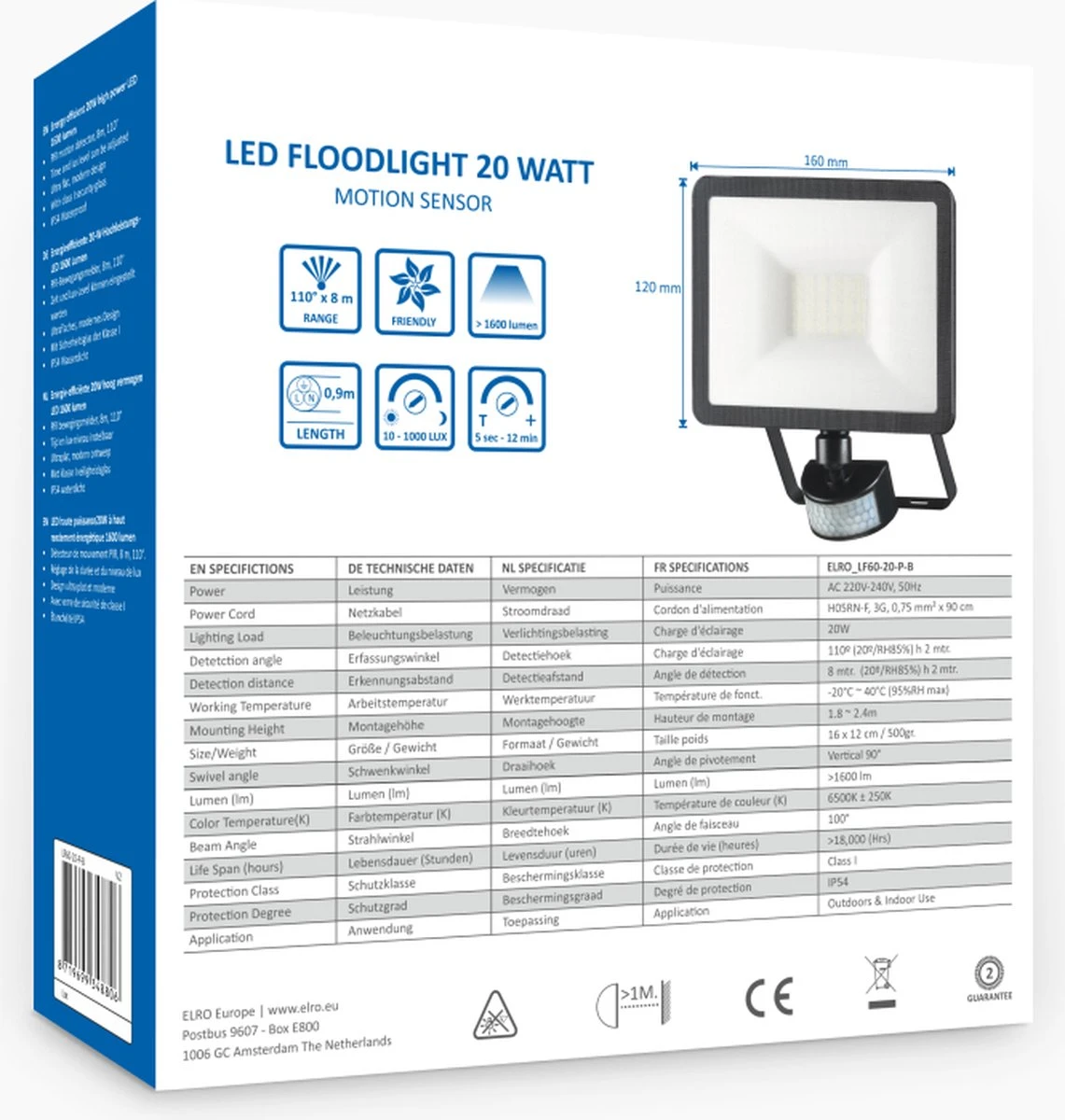 ELRO LF60 Design LED Buitenlamp met Bewegingssensor - 20W – 1600LM – IP54 Waterdicht - Zwart ELRO LF60 Design LED Buitenlamp Met Bewegingssensor - 20W – 1600LM – IP54 Waterdicht - Zwart -Tuinmeubelseries Winkel 1141x1200 4