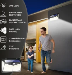 Living Nine® Solar Buitenlamp Met Bewegingssensor - Wandlamp Op Zonne Energie - 208 LED - Waterdicht - Tuinverlichting - Met Sensor - Voor Buiten - Zwart -Tuinmeubelseries Winkel 1142x1200 4