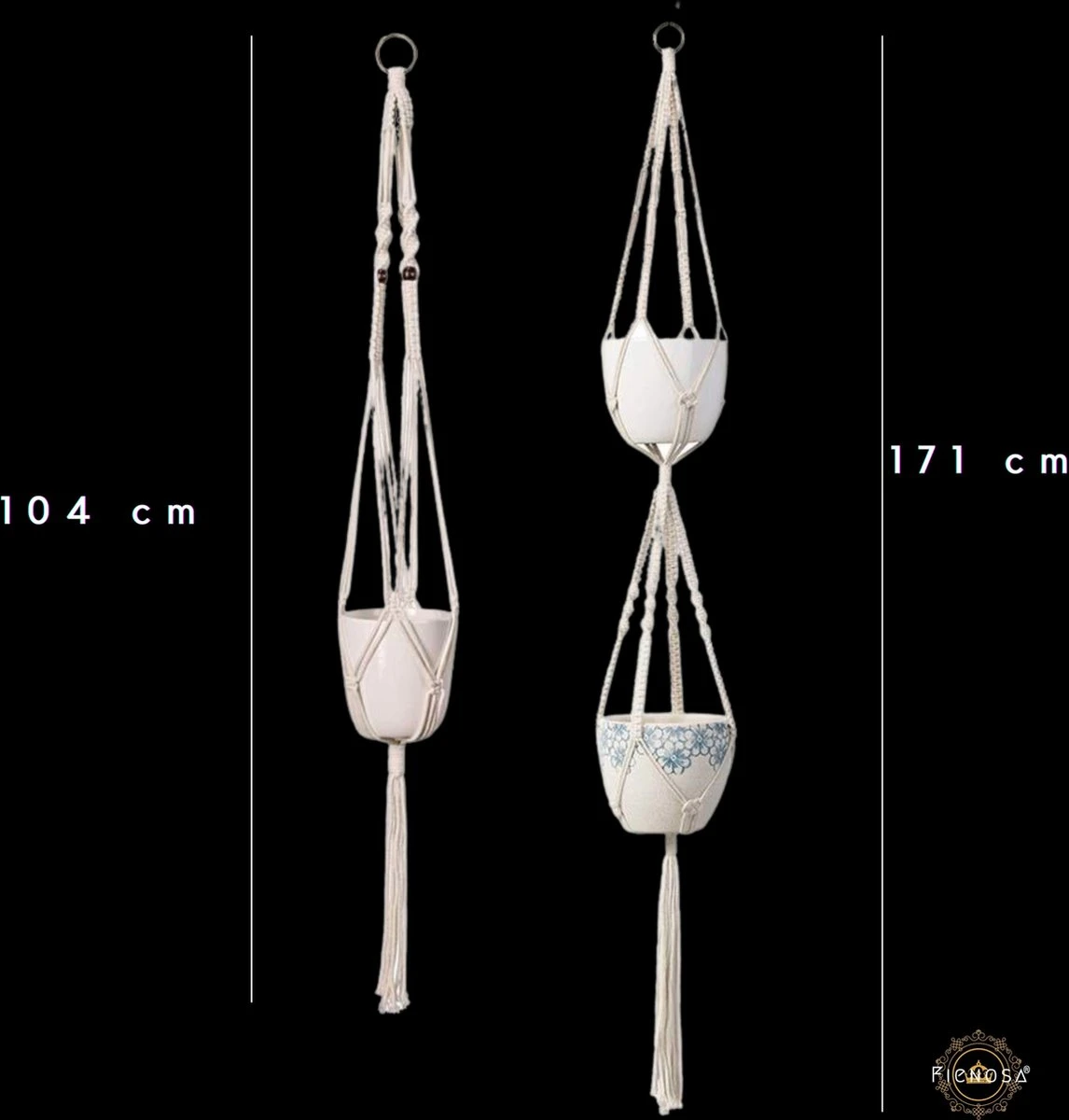 Plantenhanger Macrame Set van 2 - Plantenhanger met ruimte voor 3 Potten - Luxe Gevlochten Touw 100% Katoen - Duurzaam - Plantenbakken - Bloempotten - Macramé Stijl Hanger voor Bloempotten - Hangpot - Fienosa Plantenhanger Macrame Set Van 2 - Plantenhanger Met Ruimte Voor 3 Potten - Luxe Gevlochten Touw 100% Katoen - Duurzaam - Plantenbakken - Bloempotten - Macramé Stijl Hanger Voor Bloempotten - Hangpot - Fienosa -Tuinmeubelseries Winkel 1146x1200 5