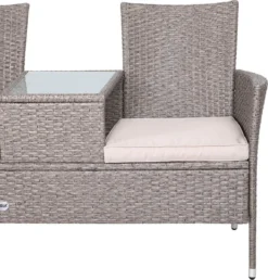 Casaria Tuinbank Polyrattan - 2-Zits Incl.Tafel - Weerbestendig Beige -Tuinmeubelseries Winkel 1147x1200 2