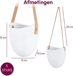 Gadgy Plantenhanger Keramiek - Set Van 3 - Hangpot Van Wit Steen - Hangende Bloempot Plantenpot - Met 3 Verschillende Koorden - 12x11x9.5CM -Tuinmeubelseries Winkel 1149x1200 8