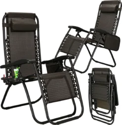 Springos Tuinstoel | Ligstoel | Opvouwbaar | Verstelbaar | Ergonomische Hoofdsteun | Bruin / Zwart -Tuinmeubelseries Winkel 1166x1200 2