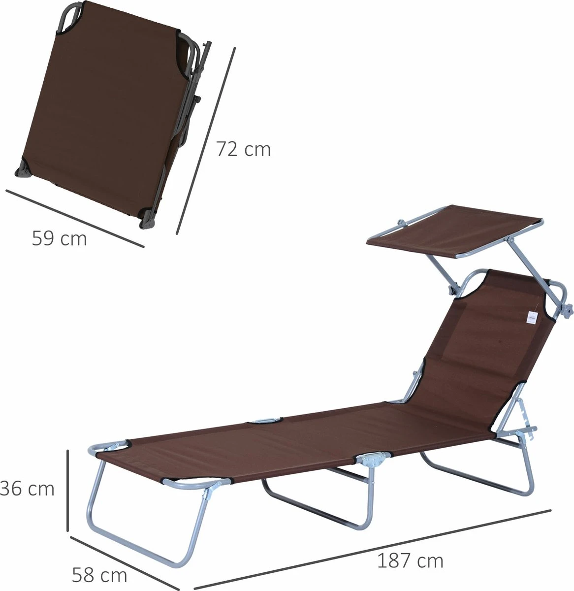 Outsunny Ligstoel ligbank voor buiten ligstoel voor op het strand inklapbaar met zonnedak 3 kleuren 84B-001 Outsunny Ligstoel Ligbank Voor Buiten Ligstoel Voor Op Het Strand Inklapbaar Met Zonnedak 3 Kleuren 84B-001 -Tuinmeubelseries Winkel