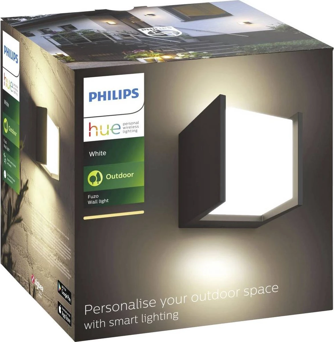 Philips Hue Fuzo muurlamp - warmwit licht - zwart - smal - open Philips Hue Fuzo Muurlamp - Warmwit Licht - Zwart - Smal - Open -Tuinmeubelseries Winkel