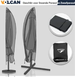 Volcan Parasolhoes Voor Zweefparasol - Tot 300cm - Waterdicht - Oxford 420D - Met Rits, Trekkoord En Stok - Zwart -Tuinmeubelseries Winkel 1174x1200