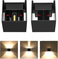 LED Wandlamp Dimbaar Set Van 3 - Zwart - 2x3 Watt - 3000k Warm Wit - 10x10x10cm - Geschikt Voor Binnen En Buiten - Kubus Lamp - Industrieel -Tuinmeubelseries Winkel 1179x1200 2
