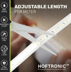HOFTRONIC Flex60 - Dimbare LED Strip 2m - 6000K Daglicht Wit - 60 LEDs Per Meter 2835 High Lumen - 308 Lumen Per Meter - IP65 Voor Binnen En Buiten - Waterdicht En UV Bestendig - Per Meter Inkortbaar - Incl. Netvoeding En Eurostekker -Tuinmeubelseries Winkel 1180x1200 11