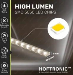 HOFTRONIC Flex60 - Dimbare LED Strip 2m - 6000K Daglicht Wit - 60 LEDs Per Meter 2835 High Lumen - 308 Lumen Per Meter - IP65 Voor Binnen En Buiten - Waterdicht En UV Bestendig - Per Meter Inkortbaar - Incl. Netvoeding En Eurostekker -Tuinmeubelseries Winkel 1180x1200 13