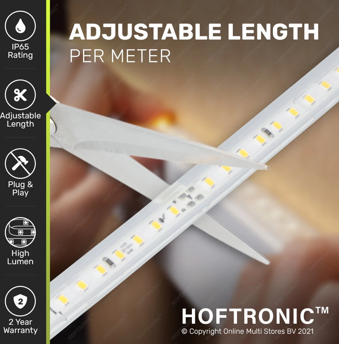 HOFTRONIC FLEX120 - Dimbare LEDstrip 10m - 3000K Warm wit - IP65 voor binnen en buiten - 120 LEDs per meter 2835 High Lumen - 640 Lumen per meter - Waterdicht en UV bestendig - Per meter inkortbaar - Incl. Netvoeding en eurostekker HOFTRONIC FLEX120 - Dimbare LEDstrip 10m - 3000K Warm Wit - IP65 Voor Binnen En Buiten - 120 LEDs Per Meter 2835 High Lumen - 640 Lumen Per Meter - Waterdicht En UV Bestendig - Per Meter Inkortbaar - Incl. Netvoeding En Eurostekker -Tuinmeubelseries Winkel 1180x1200 15