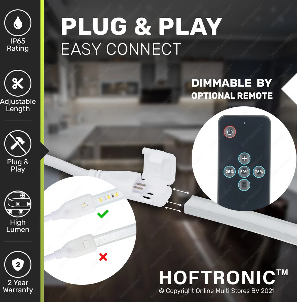 HOFTRONIC FLEX120 - Dimbare LEDstrip 10m - 3000K Warm wit - IP65 voor binnen en buiten - 120 LEDs per meter 2835 High Lumen - 640 Lumen per meter - Waterdicht en UV bestendig - Per meter inkortbaar - Incl. Netvoeding en eurostekker HOFTRONIC FLEX120 - Dimbare LEDstrip 10m - 3000K Warm Wit - IP65 Voor Binnen En Buiten - 120 LEDs Per Meter 2835 High Lumen - 640 Lumen Per Meter - Waterdicht En UV Bestendig - Per Meter Inkortbaar - Incl. Netvoeding En Eurostekker -Tuinmeubelseries Winkel 1180x1200 16