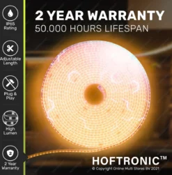 HOFTRONIC FLEX120 - Dimbare LEDstrip 10m - 3000K Warm Wit - IP65 Voor Binnen En Buiten - 120 LEDs Per Meter 2835 High Lumen - 640 Lumen Per Meter - Waterdicht En UV Bestendig - Per Meter Inkortbaar - Incl. Netvoeding En Eurostekker 6 HOFTRONIC FLEX120 - Dimbare LEDstrip 10m - 3000K Warm Wit - IP65 Voor Binnen En Buiten - 120 LEDs Per Meter 2835 High Lumen - 640 Lumen Per Meter - Waterdicht En UV Bestendig - Per Meter Inkortbaar - Incl. Netvoeding En Eurostekker -Tuinmeubelseries Winkel 1180x1200 18