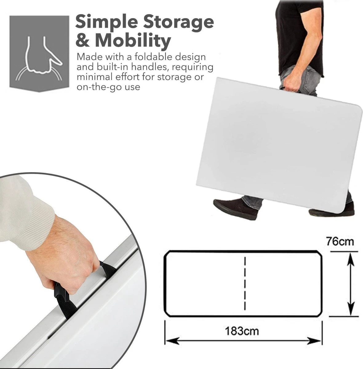 MaxxGarden Vouwtafel - Opvouwbare Kampeer Tafel - Tuin - Camping - Binnen - Weersbestendig - 180 x 74 x 74cm- Wit MaxxGarden Vouwtafel - Opvouwbare Kampeer Tafel - Tuin - Camping - Binnen - Weersbestendig - 180 X 74 X 74cm- Wit -Tuinmeubelseries Winkel 1180x1200 4