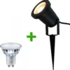 Tuinspot Marseille + LED Spot GU10 Lybardo | 4.6 Watt | 2700K Warm Wit | IP65 | Mat Zwart