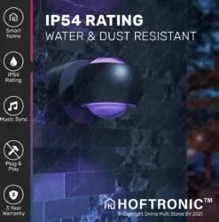 Hoftronic Smart Cupo - LED Wandlamp Up & Down Smart - RGBWW 16,5 Miljoen Kleuren - 6 Watt 600 Lumen - Zwart - Gevellamp Met Music Sync - IP54 Waterdicht - Geschikt Als Wandlamp Buiten, Wandlamp Badkamer En Wandlamp Binnen - 3 Jaar Garantie -Tuinmeubelseries Winkel 1184x1200 3