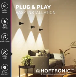 Hoftronic Smart Cupo - LED Wandlamp Up & Down Smart - RGBWW 16,5 Miljoen Kleuren - 6 Watt 600 Lumen - Zwart - Gevellamp Met Music Sync - IP54 Waterdicht - Geschikt Als Wandlamp Buiten, Wandlamp Badkamer En Wandlamp Binnen - 3 Jaar Garantie -Tuinmeubelseries Winkel 1184x1200 7
