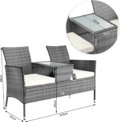 Casaria Polyrattan Tuinbank - Incl. Tafel & Kussens 7 Cm - Grijs 2 Casaria Polyrattan Tuinbank - Incl. Tafel & Kussens 7 Cm - Grijs -Tuinmeubelseries Winkel 1185x1200 3