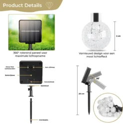 Homèlle Solar Lichtsnoer - 50 LED - 5 + 2 Meter - Warm-wit - ø2cm - Tuinverlichting Op Zonne-energie - Kerstverlichting - Buitenverlichting - Lichtslinger - Lampjes Slinger - Cristal -Tuinmeubelseries Winkel 1187x1200 5