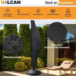Volcan Parasolhoes Voor Zweefparasol - Tot 300cm - Waterdicht - Oxford 420D - Met Rits, Trekkoord En Stok - Zwart -Tuinmeubelseries Winkel 1190x1200 1