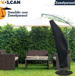 Volcan Parasolhoes Voor Zweefparasol - Tot 300cm - Waterdicht - Oxford 420D - Met Rits, Trekkoord En Stok - Zwart -Tuinmeubelseries Winkel 1190x1200 2