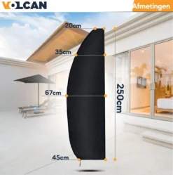 Volcan Parasolhoes Voor Zweefparasol - Tot 300cm - Waterdicht - Oxford 420D - Met Rits, Trekkoord En Stok - Zwart -Tuinmeubelseries Winkel 1190x1200 4