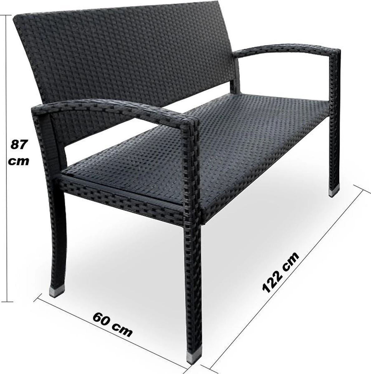 Casaria Polyrattan Tuinbank – 2 Zits UV-bestendig - Zwart Casaria Polyrattan Tuinbank – 2 Zits UV-bestendig - Zwart -Tuinmeubelseries Winkel 1190x1200 5