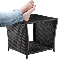 Casaria Polyrattan Bijzettafel - WPC Tafelblad 45x45x40cm – Zwart 4 Casaria Polyrattan Bijzettafel - WPC Tafelblad 45x45x40cm – Zwart -Tuinmeubelseries Winkel 1191x1200