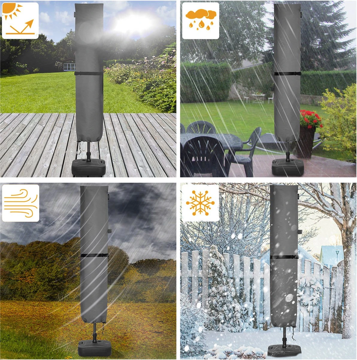 Kingsleeve Parasolhoes tot Ø 330cm - Weerbestendig Robuust - Grijs Kingsleeve Parasolhoes Tot Ø 330cm - Weerbestendig Robuust - Grijs -Tuinmeubelseries Winkel