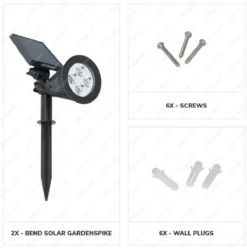 2x HOFTRONIC Bend - Solar Tuinspot - Zwart - IP65 Waterdicht - Prikspot - 2 Lichtstanden - Tot 9 Uur Brandtijd - Kantelbaar Monokristal Zonnepaneel - 3000K Warm Wit (sfeervol) - Solar Tuinverlichting Zonne Energie -Tuinmeubelseries Winkel 1195x1200 9