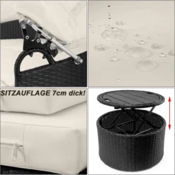 Casaria Polyrattan Zonne-Eiland Ø185cm – Incl. Kussens - Zwart Crème -Tuinmeubelseries Winkel 1198x1200 10