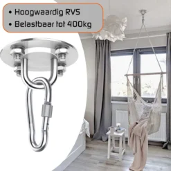 Plafondhaak – Voor Beton En Hout - Hangstoel – Hangmat – Bokszak – RVS – Binnen En Buiten – Ophangsysteem – Ophanghaak – 400KG -Tuinmeubelseries Winkel 1199x1200